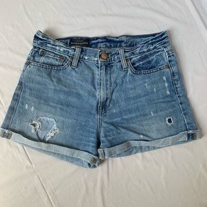 J Crew Broken in Boyfriend Ripped Blue Jean Shorts
